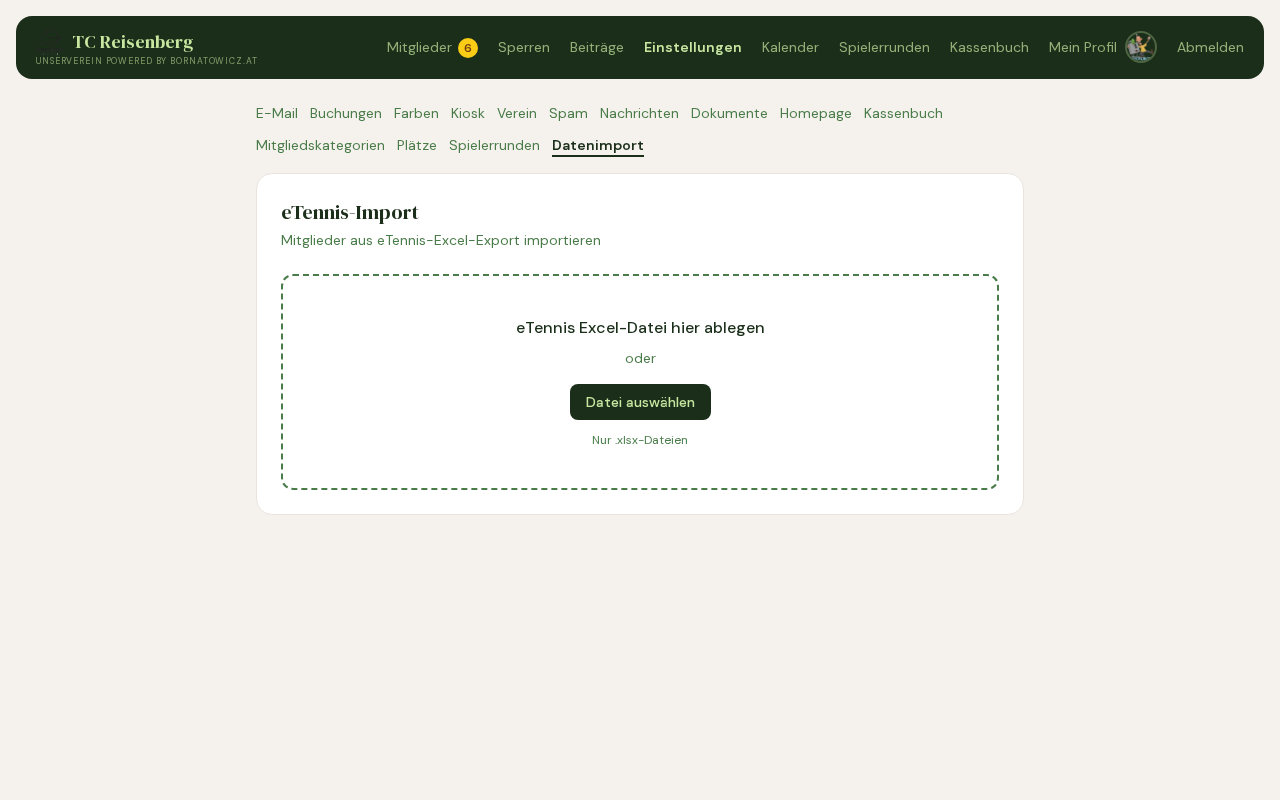 Screenshot Import eTennis