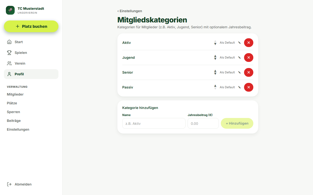 Screenshot Mitglieder-Einstellungen
