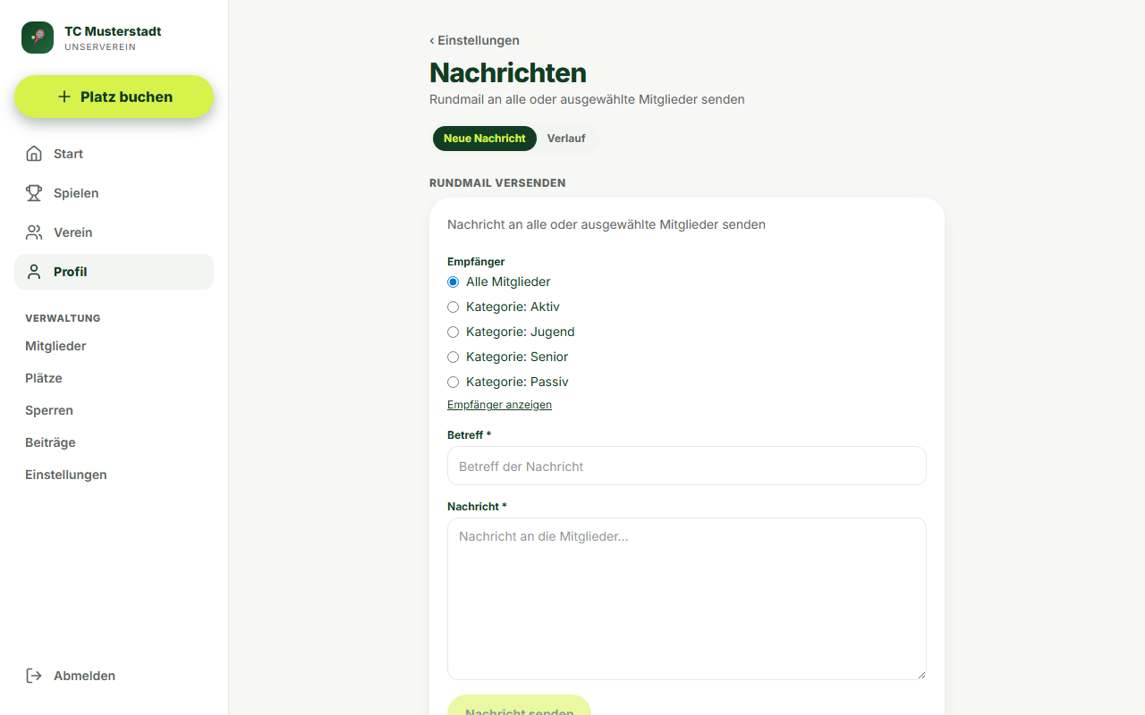 Screenshot Nachrichten