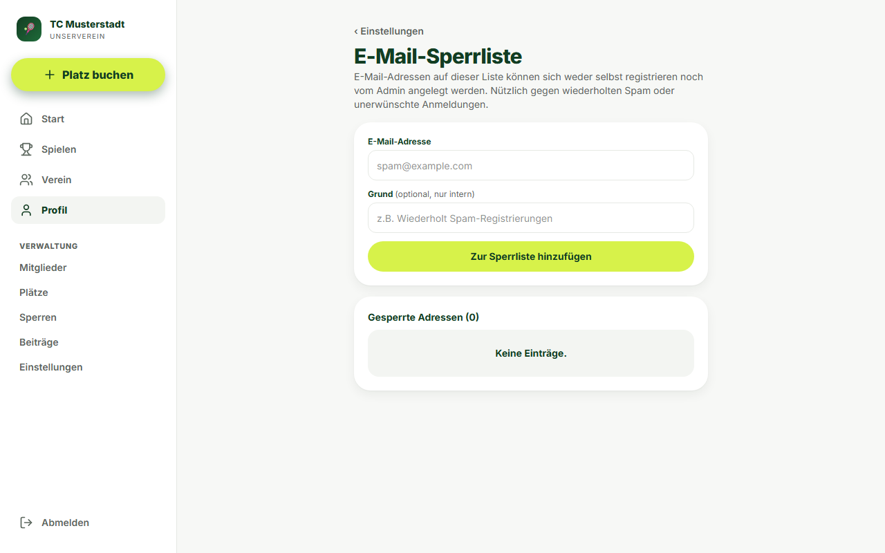 Screenshot Spam-Filter